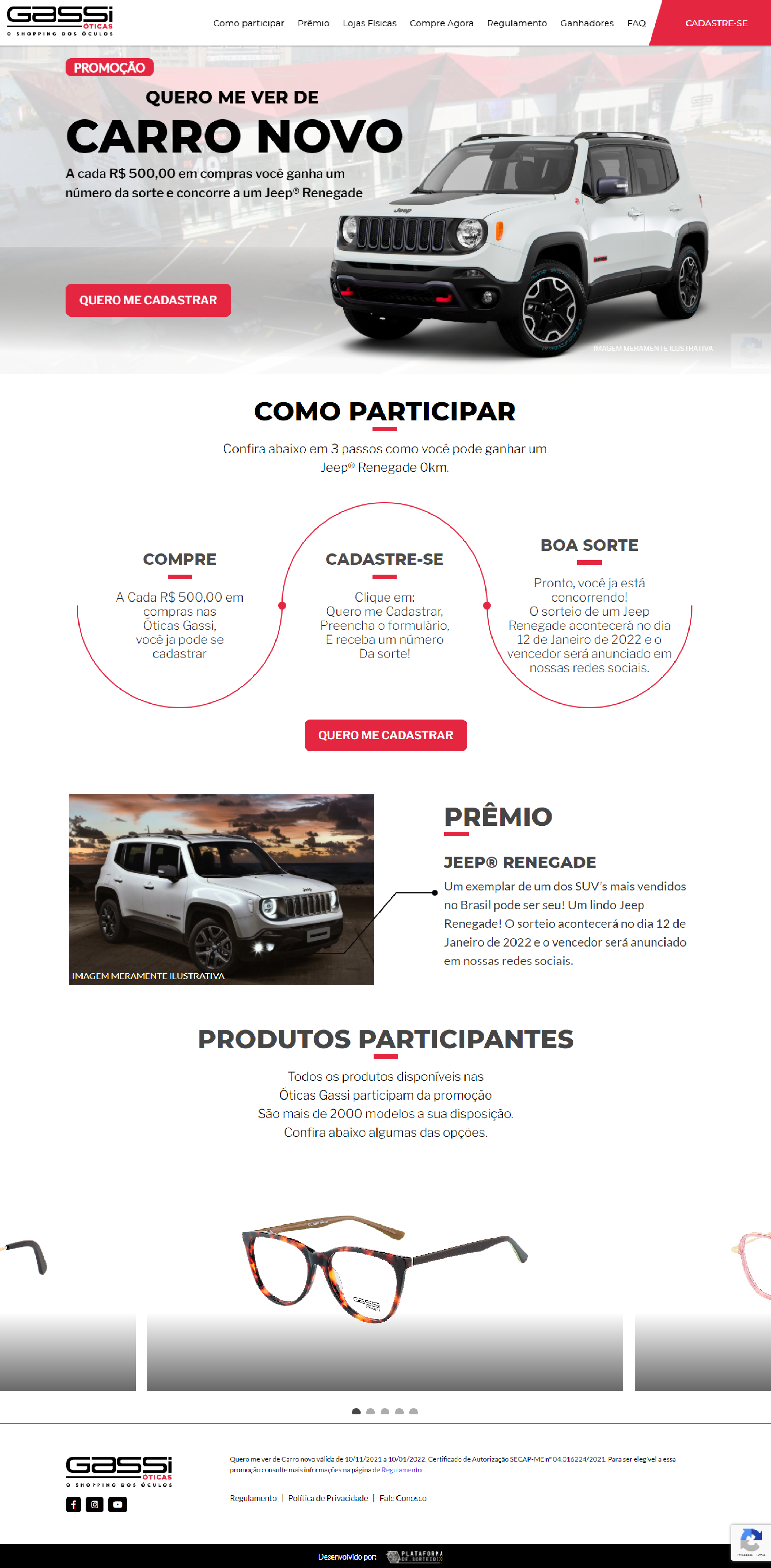 Óticas Gassi - Promoção Quero me ver de carro novo - Desktop